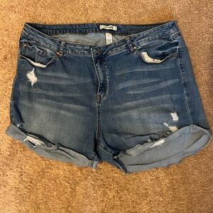 Used distressed plus size jean shorts, size 20